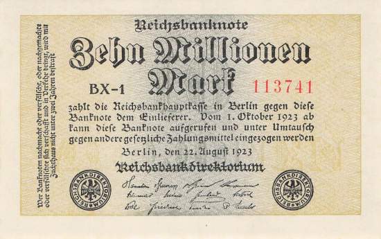 10 Millionen Mark 1923